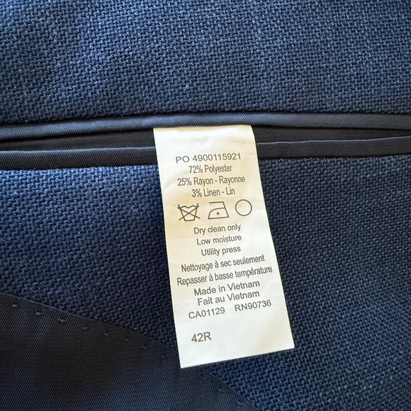 Lauren Ralph Lauren Black Label Linen Blend Cobalt Blazer Suit Jacket Mens 42R - Picture 11 of 12